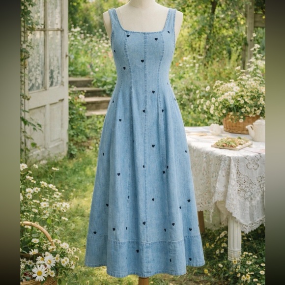 Free Assembly Dresses & Skirts - Cotton Denim Midi Dress Heart Embroidery
Cottagecore Cowgirl Free Assembly NWT S